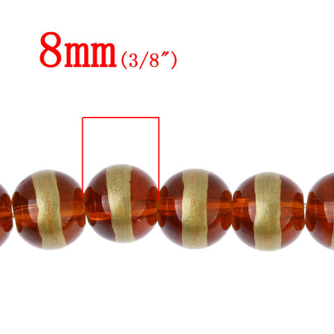 1 Strand Orange Gold Glass Loose Beads 8mm Dia, 114 Pcs - Sexy Sparkles Fashion Jewelry - 2