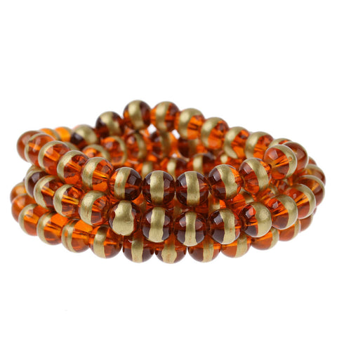 1 Strand Orange Gold Glass Loose Beads 8mm Dia, 114 Pcs - Sexy Sparkles Fashion Jewelry - 3