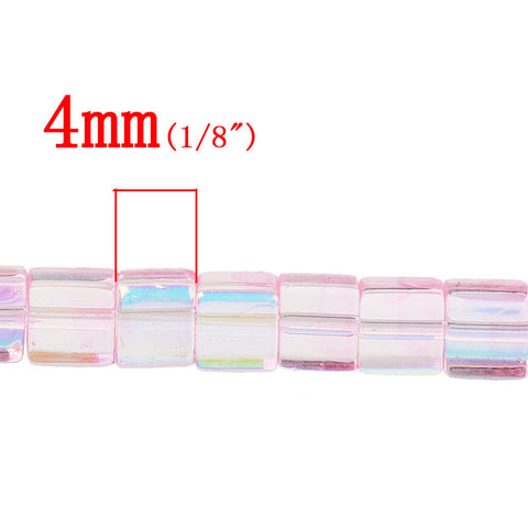 1 Strand Light Pink AB Color Faceted Cube Glass Crystal Loose Beads 4x4mm (1/... - Sexy Sparkles Fashion Jewelry - 2
