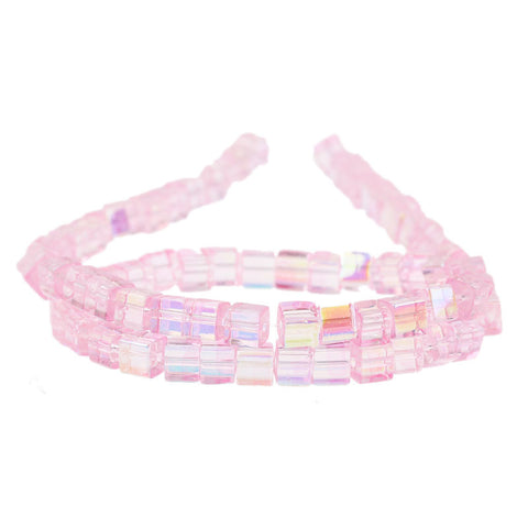 1 Strand Light Pink AB Color Faceted Cube Glass Crystal Loose Beads 4x4mm (1/... - Sexy Sparkles Fashion Jewelry - 3
