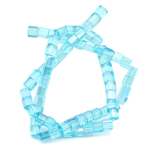 1 Strand Lake Blue AB Color Faceted Cube Glass Crystal Loose Beads 4mm 69 Pcs - Sexy Sparkles Fashion Jewelry - 3