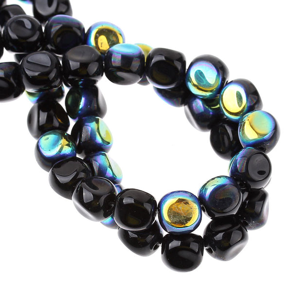 1 Strand, Tortuose Triangular Prism Black AB Color Loose Beads 9mm, 38pcs - Sexy Sparkles Fashion Jewelry - 1