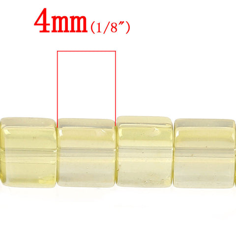 1 Strand Pale Yellow Ab Color Faceted Cube Glass Crystal Loose Beads 4mm 75 Pcs - Sexy Sparkles Fashion Jewelry - 2