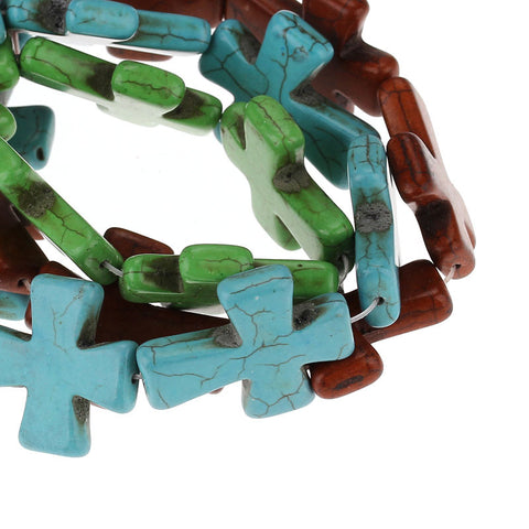 1 Strand, Turquoise Green Cross Spacer Loose Beads 3.7cmx3cm,40.4cm (15 7/8''... - Sexy Sparkles Fashion Jewelry - 2