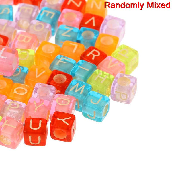 1000 Pcs Acrylic Spacer Beads Multicolor Cube Mixed Alphabet/ Assorted Letters - Sexy Sparkles Fashion Jewelry - 1