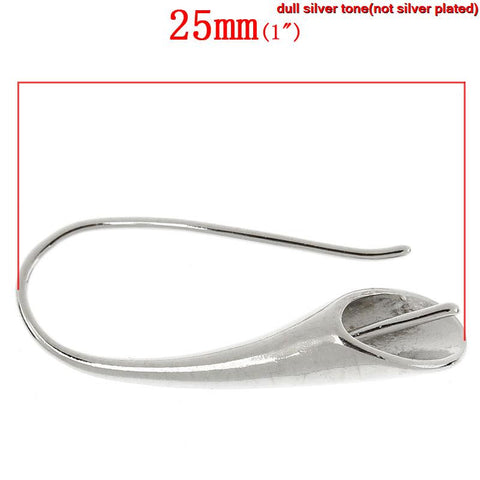 4 Pcs Ear Wire Hooks Earrings Findings Silver Tone 25mm x 11mm - Sexy Sparkles Fashion Jewelry - 2