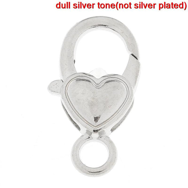 5 Pcs Silver Plated Jewelry Lobster Heart Clasps 27mm - Sexy Sparkles Fashion Jewelry - 1