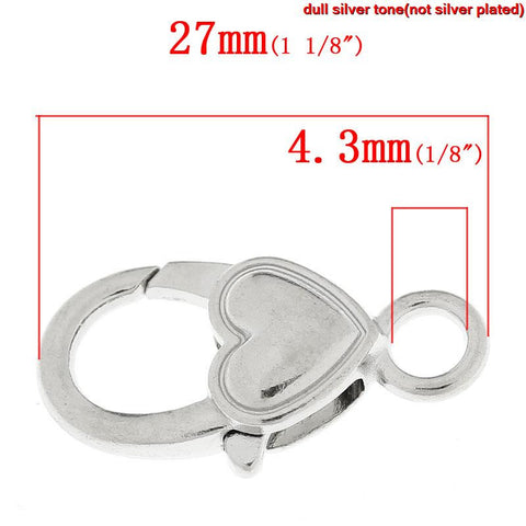 5 Pcs Silver Plated Jewelry Lobster Heart Clasps 27mm - Sexy Sparkles Fashion Jewelry - 2