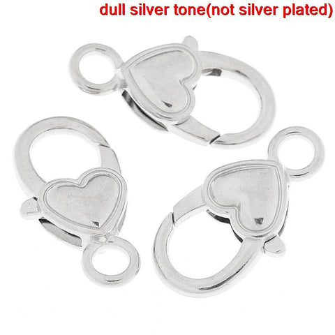 5 Pcs Silver Plated Jewelry Lobster Heart Clasps 27mm - Sexy Sparkles Fashion Jewelry - 3