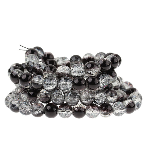 1 Strand, Black & White Crackle Molted Glass Round Beads 8mm(3/8'') Dia, 78.5... - Sexy Sparkles Fashion Jewelry - 3