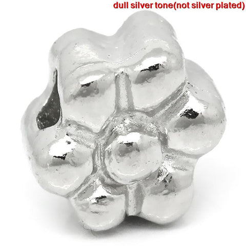 10 Pcs Silver Toned Flower Carved Charm Bead 11mmx9mm (3/8''x3/8''), Hole:App... - Sexy Sparkles Fashion Jewelry - 3