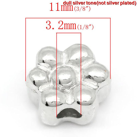 10 Pcs Silver Toned Flower Carved Charm Bead 11mmx9mm (3/8''x3/8''), Hole:App... - Sexy Sparkles Fashion Jewelry - 2
