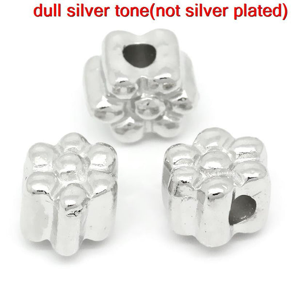 Sexy Sparkles 10 Pcs Silver Toned Flower Carved Charm Bead 11mmx9mm (3/8''x3/8''), Hole:App...