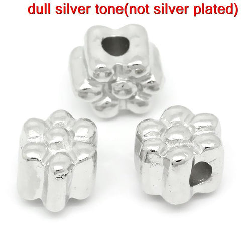 10 Pcs Silver Toned Flower Carved Charm Bead 11mmx9mm (3/8''x3/8''), Hole:App... - Sexy Sparkles Fashion Jewelry - 1