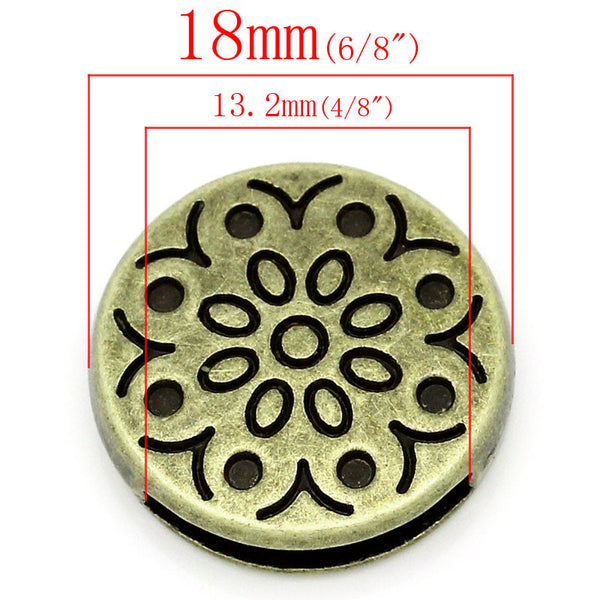 Sexy Sparkles 4 Pcs Beads Slide Buttons Fit Watch Bands/wristbands (Flower Bronze Tone)