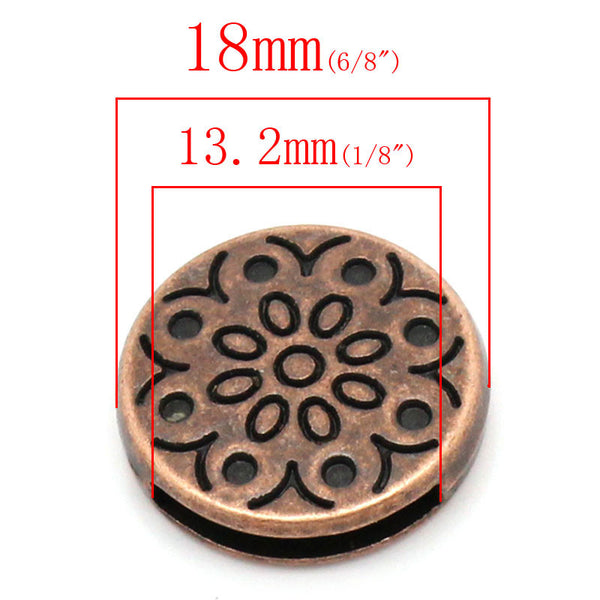 Sexy Sparkles 4 Pcs Beads Slide Buttons Fit Watch Bands/wristbands (Flower Copper Tone)