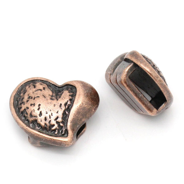 5pcs Love Heart Antique Copper Beads Fit Watch Bands/wristbands 9.5mmx2.8mm - Sexy Sparkles Fashion Jewelry - 1