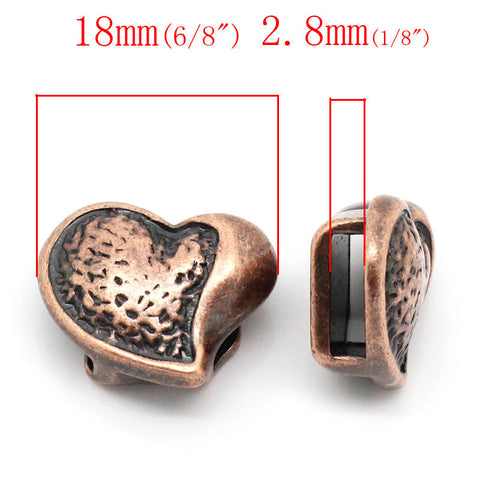 5pcs Love Heart Antique Copper Beads Fit Watch Bands/wristbands 9.5mmx2.8mm - Sexy Sparkles Fashion Jewelry - 2