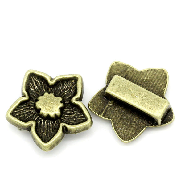 5pcs Flower Shape Antique Copper Beads Fit Watch Bands/wristbands 17mmx16mm - Sexy Sparkles Fashion Jewelry - 1