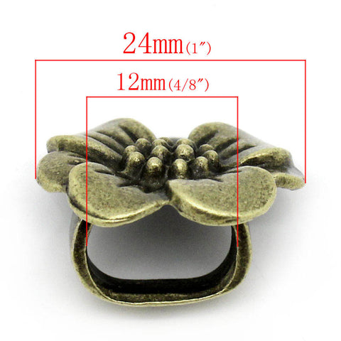 2pcs Flower Shape Antique Bronze Beads Fit Watch Bands/wristbands 24mmx22mm - Sexy Sparkles Fashion Jewelry - 2
