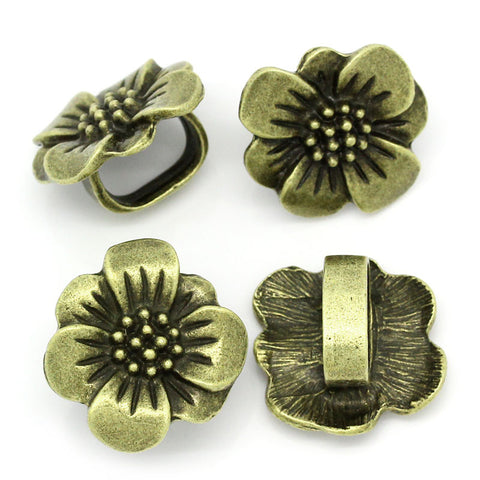 2pcs Flower Shape Antique Bronze Beads Fit Watch Bands/wristbands 24mmx22mm - Sexy Sparkles Fashion Jewelry - 3