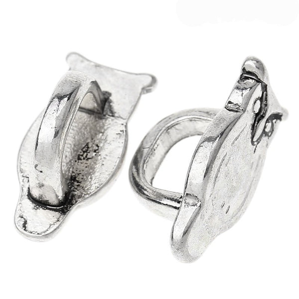 4 Pcs Beads Slide Buttons Fit Watch Bands/wristbands (Owl Silver Tone) - Sexy Sparkles Fashion Jewelry - 1