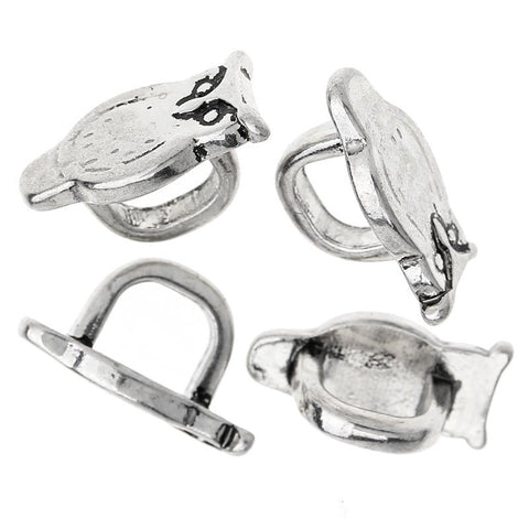 4 Pcs Beads Slide Buttons Fit Watch Bands/wristbands (Owl Silver Tone) - Sexy Sparkles Fashion Jewelry - 3