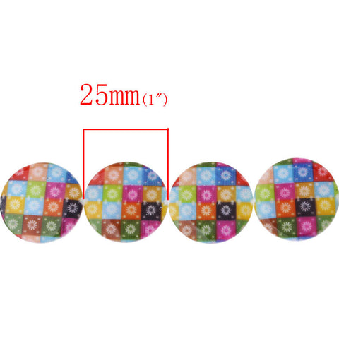 1 Strand Shell Loose Beads Flower Pattern Painted Round Multicolor 25mm Appro... - Sexy Sparkles Fashion Jewelry - 3