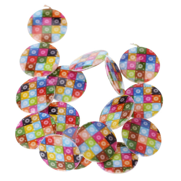 1 Strand Shell Loose Beads Flower Pattern Painted Round Multicolor 25mm Appro... - Sexy Sparkles Fashion Jewelry - 1