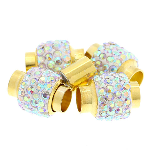 1 Pc Copper Magnetic Clasp Column/cylinder Gold Plated Ab Color Rhinestone - Sexy Sparkles Fashion Jewelry - 3