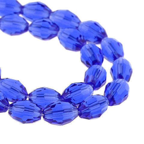 1 Strand Blue Faceted Oval Glass Crystal Loose Beads - Sexy Sparkles Fashion Jewelry - 3