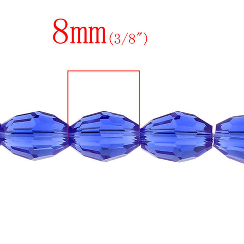 1 Strand Blue Faceted Oval Glass Crystal Loose Beads - Sexy Sparkles Fashion Jewelry - 2
