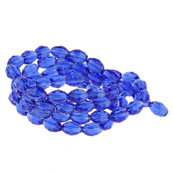 Sexy Sparkles 1 Strand Blue Faceted Oval Glass Crystal Loose Beads