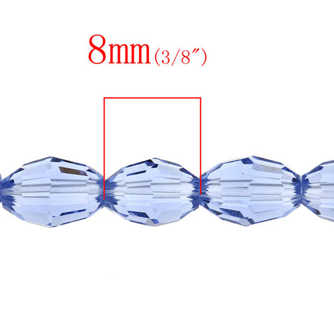 1 Strand Light Blue Faceted Oval Glass Crystal Loose Beads - Sexy Sparkles Fashion Jewelry - 2