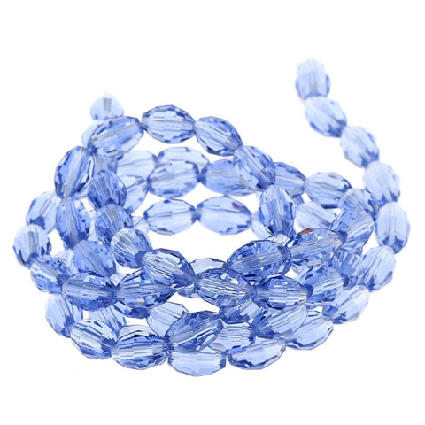 1 Strand Light Blue Faceted Oval Glass Crystal Loose Beads - Sexy Sparkles Fashion Jewelry - 3