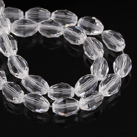 1 Strand Transparent Faceted Oval Glass Crystal Loose Beads - Sexy Sparkles Fashion Jewelry - 1