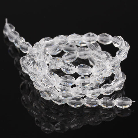 1 Strand Transparent Faceted Oval Glass Crystal Loose Beads - Sexy Sparkles Fashion Jewelry - 3