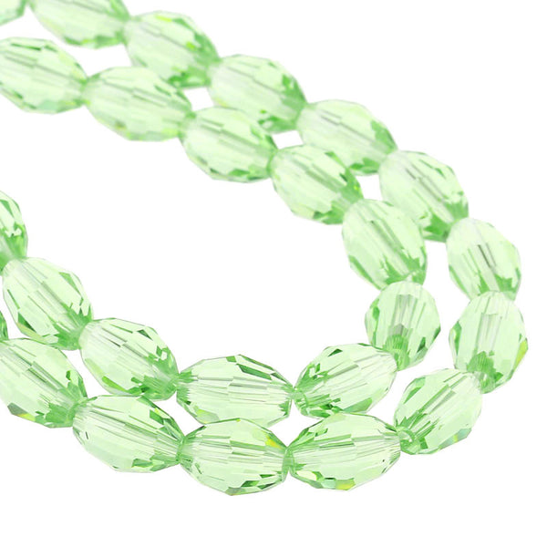 1 Strand Green Faceted Oval Glass Crystal Loose Beads 8mm - Sexy Sparkles Fashion Jewelry - 1