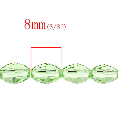1 Strand Green Faceted Oval Glass Crystal Loose Beads 8mm - Sexy Sparkles Fashion Jewelry - 2