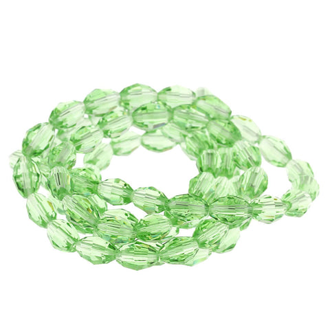 1 Strand Green Faceted Oval Glass Crystal Loose Beads 8mm - Sexy Sparkles Fashion Jewelry - 3