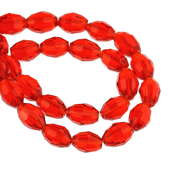 Sexy Sparkles 1 Strand Red Faceted Oval Glass Crystal Loose Beads