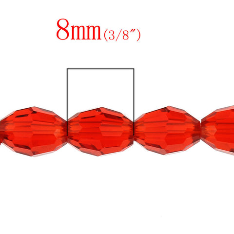 1 Strand Red Faceted Oval Glass Crystal Loose Beads - Sexy Sparkles Fashion Jewelry - 2