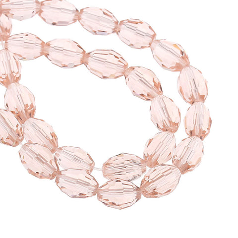 1 Strand Light Pink Faceted Oval Glass Crystal Loose Beads 8mm - Sexy Sparkles Fashion Jewelry - 1