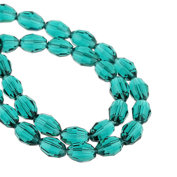 Sexy Sparkles 1 Strand Malachite Green Faceted Oval Glass Crystal Loose Beads 8mmx6mm