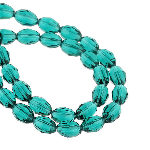 1 Strand Malachite Green Faceted Oval Glass Crystal Loose Beads 8mmx6mm - Sexy Sparkles Fashion Jewelry - 1
