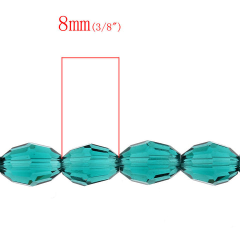 1 Strand Malachite Green Faceted Oval Glass Crystal Loose Beads 8mmx6mm - Sexy Sparkles Fashion Jewelry - 2