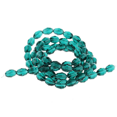 1 Strand Malachite Green Faceted Oval Glass Crystal Loose Beads 8mmx6mm - Sexy Sparkles Fashion Jewelry - 3