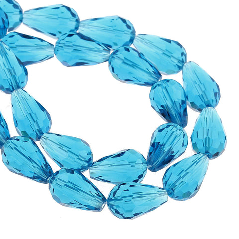 1 Strand, Teardrop Peacock Blue Faceted Glass Loose Beads 15x10mm (5/8''x3/8'... - Sexy Sparkles Fashion Jewelry - 3