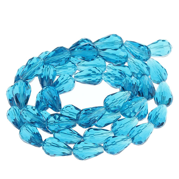 Sexy Sparkles 1 Strand, Teardrop Peacock Blue Faceted Glass Loose Beads 15x10mm (5/8''x3/8'...