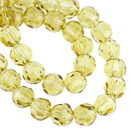 1 Strand, Yellow Round Faceted Crystal Glass Loose Beads - Sexy Sparkles Fashion Jewelry - 3